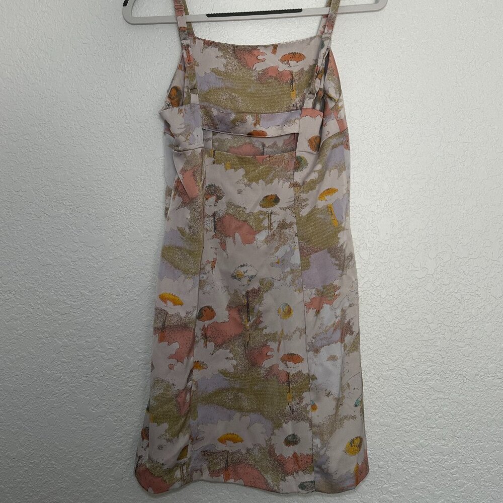Urban Outfitters Pink Satin Mini Dress Sundress Medium Spring Summer Floral - Picture 5 of 7
